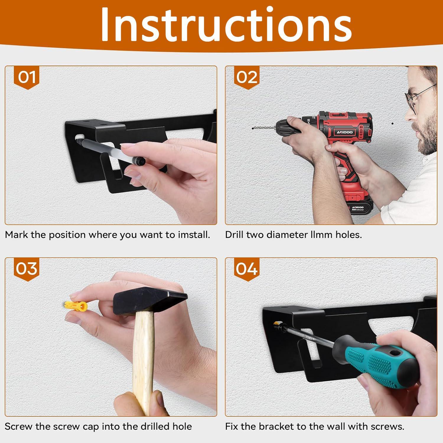 Angle Grinder Holder Stand, Wall Mounted Rack with Cord Hanger, Multifunctional Angle Grinder Rack, Tool Organizer with Accessories, Cordless Tool Organizer