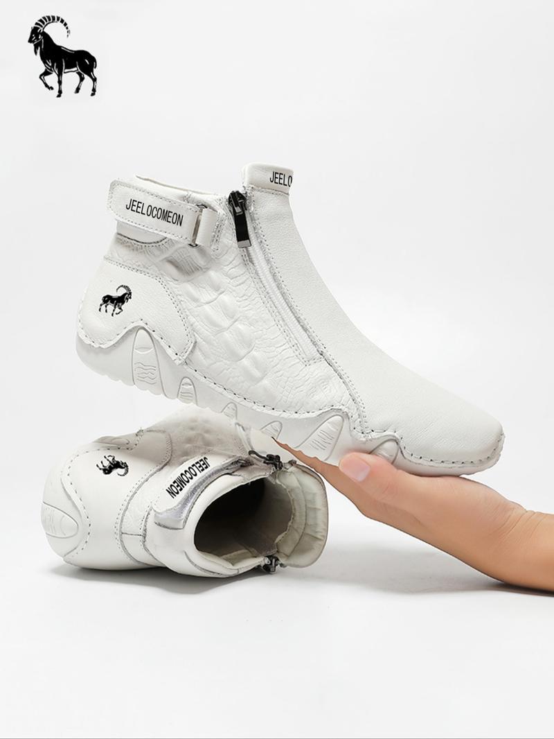 Men's Outdoor Hiking Boots, Casual Sporty Zipper Design Boots for Outdoor Activities, Fashionable Sports Shoes for Men