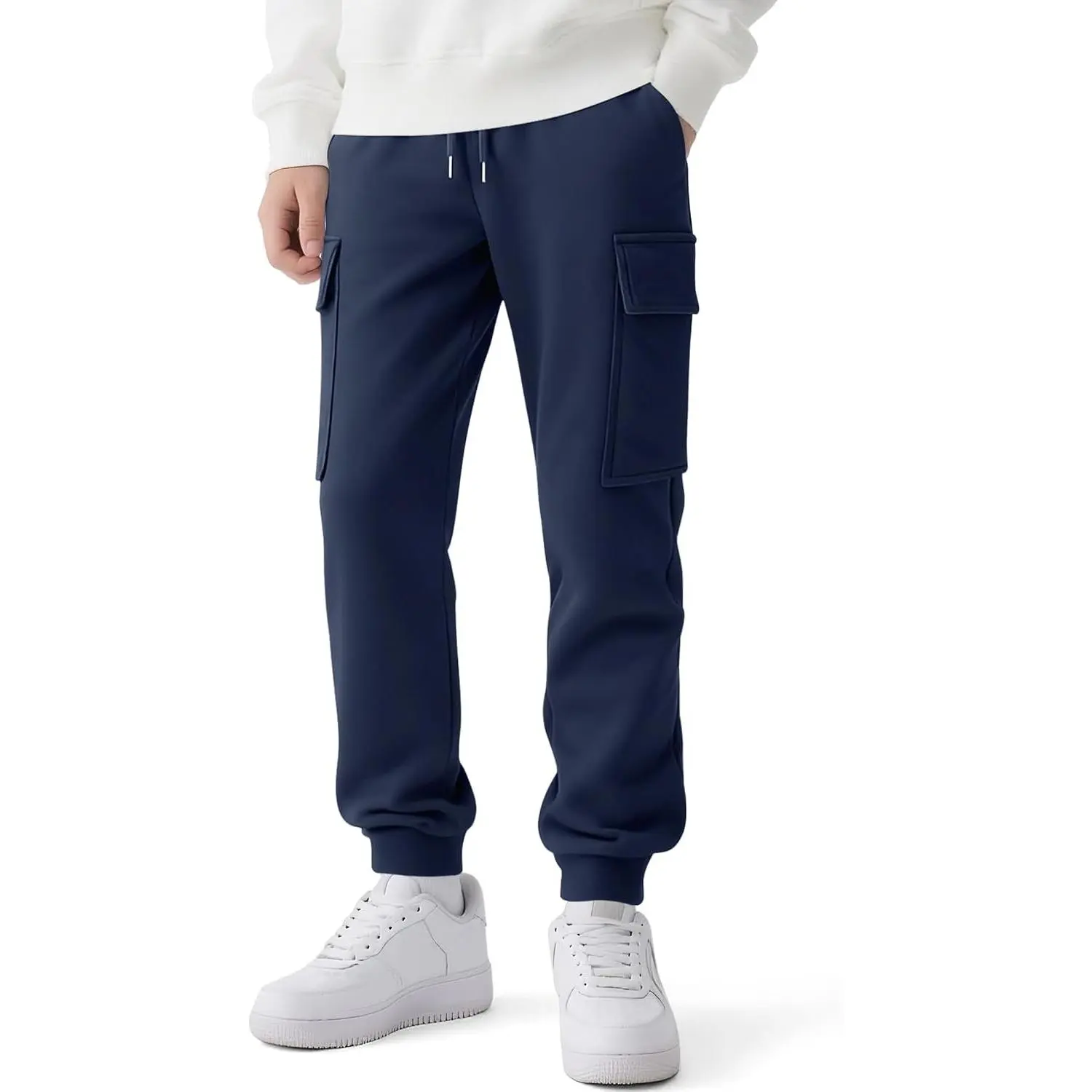 Boys' Athletic Cargo Joggers with Pockets & Drawstring – Kids Casual Workout Sweatpants(Gift)