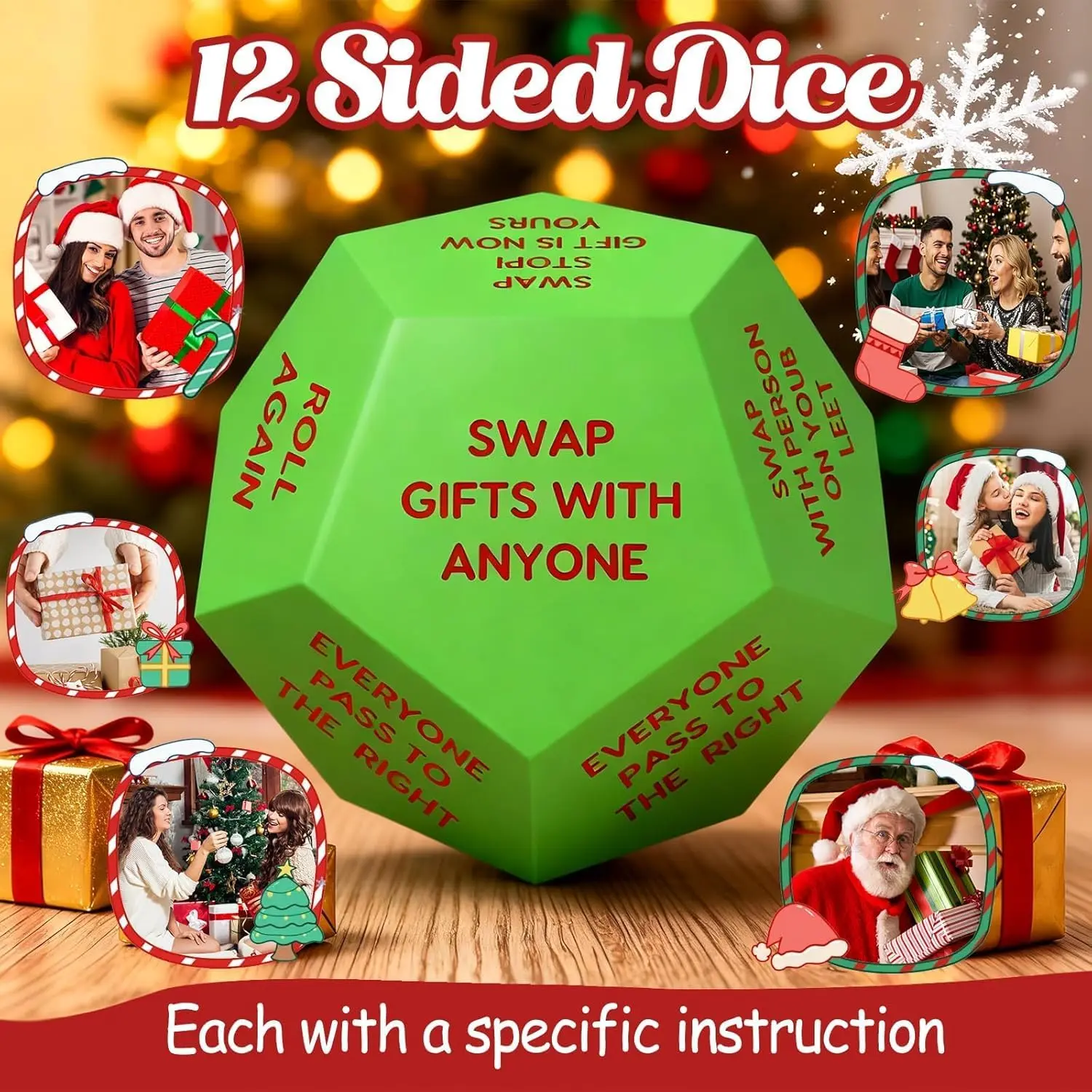 Santa Swap Gift Exchange Dice, 3 * 3in Exchange Christmas Stocking Stuffers |   Christmas Stocking Stuffers Gift Exchange Dice Games for Friends for Xmas, Birthday, Party and Family Night, Family Gifts