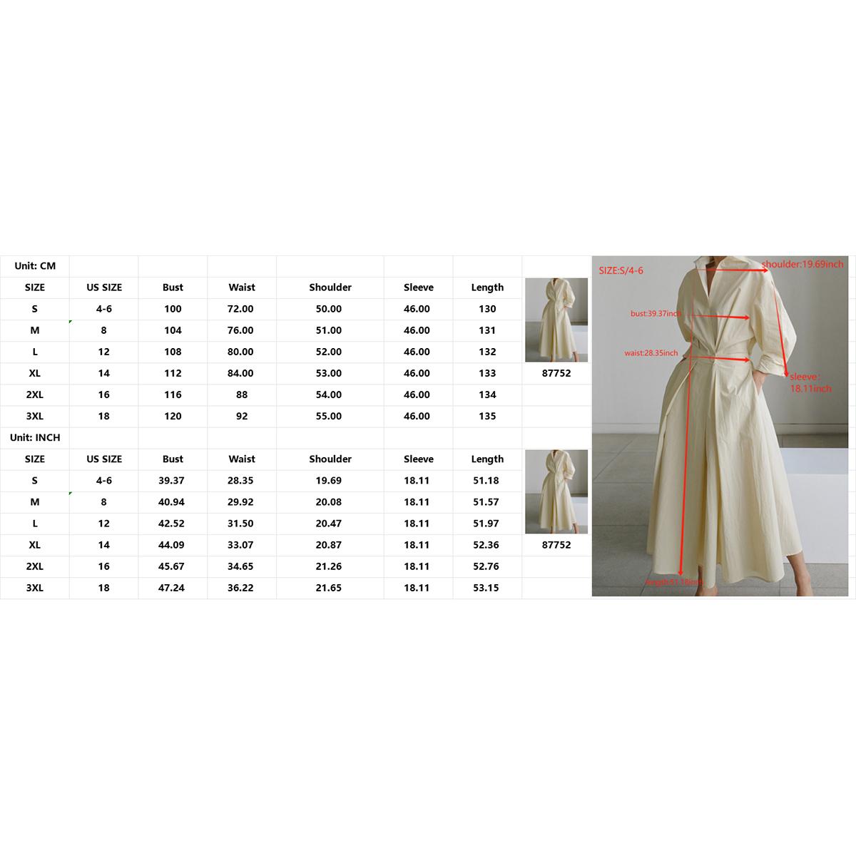 UOOZEE Women's Loose Solid-Color Lapel Midi Dress - Long-Sleeve, Waist-Designed, Pockets, Modest, Comfortable, Long Sleeve Dresses Ideal for Commuting & Formal Occasions, Elegant Dresses For Women