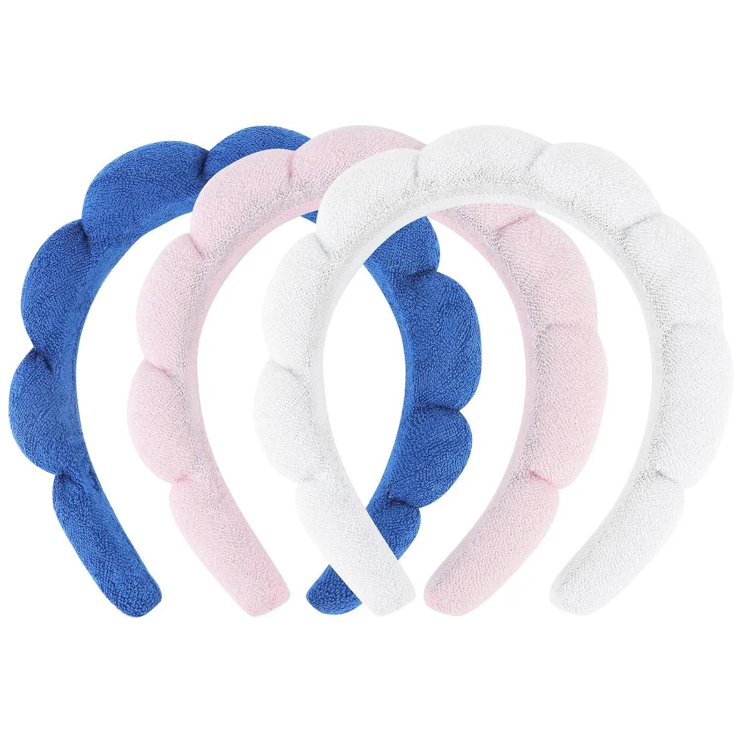 3 Pack  Headbands for Washing , Skincare & Makeup, Terry Cloth Headbands with Puffy Cloud Design,  Size Fits , Comfortable & Durable