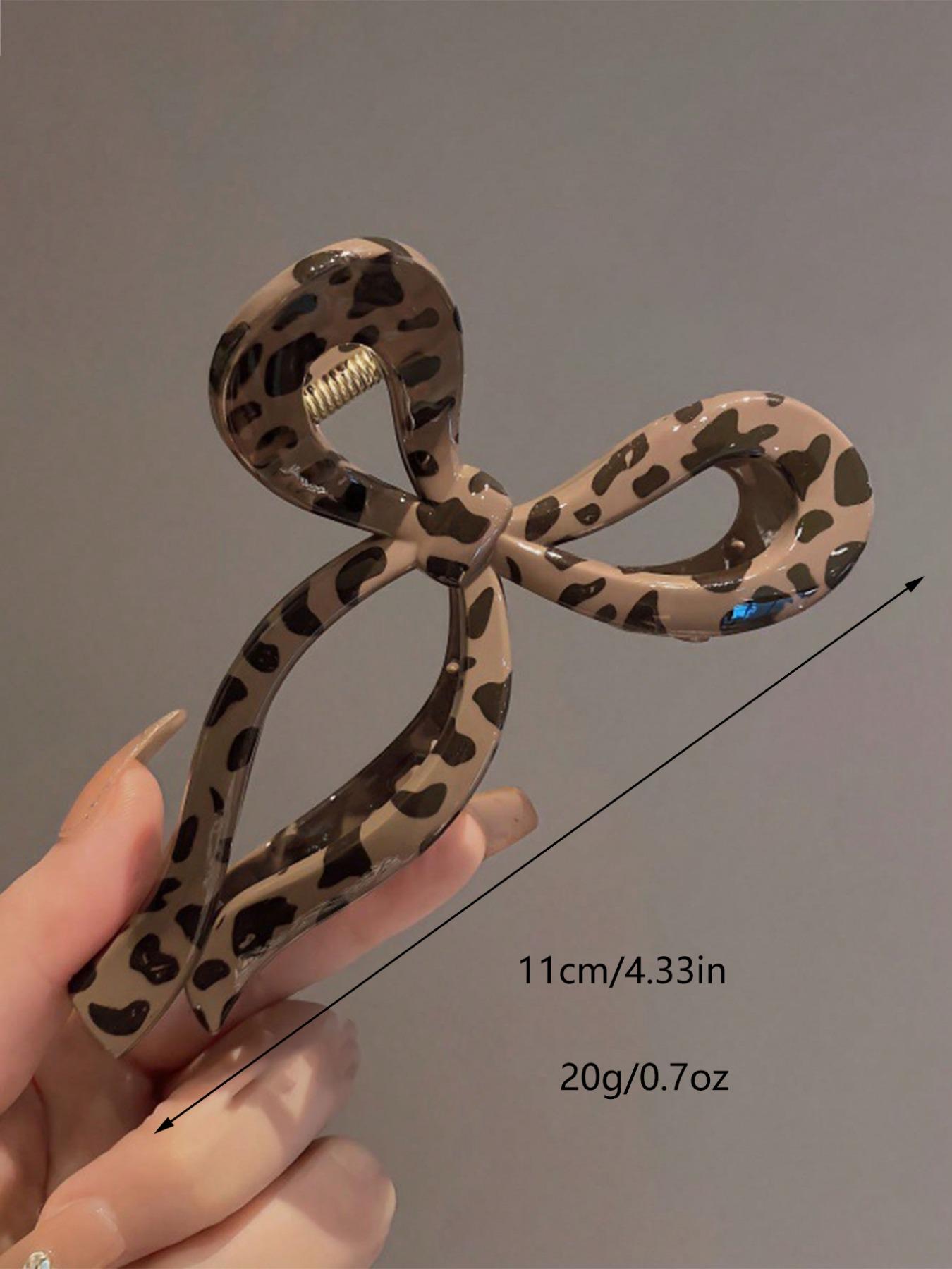 Leopard Print Bow Hair Clips Set, Large Size Hair Claw, Suitable for Daily Commute, Makeup, Travel, Photography, Versatile Headwear Accessories