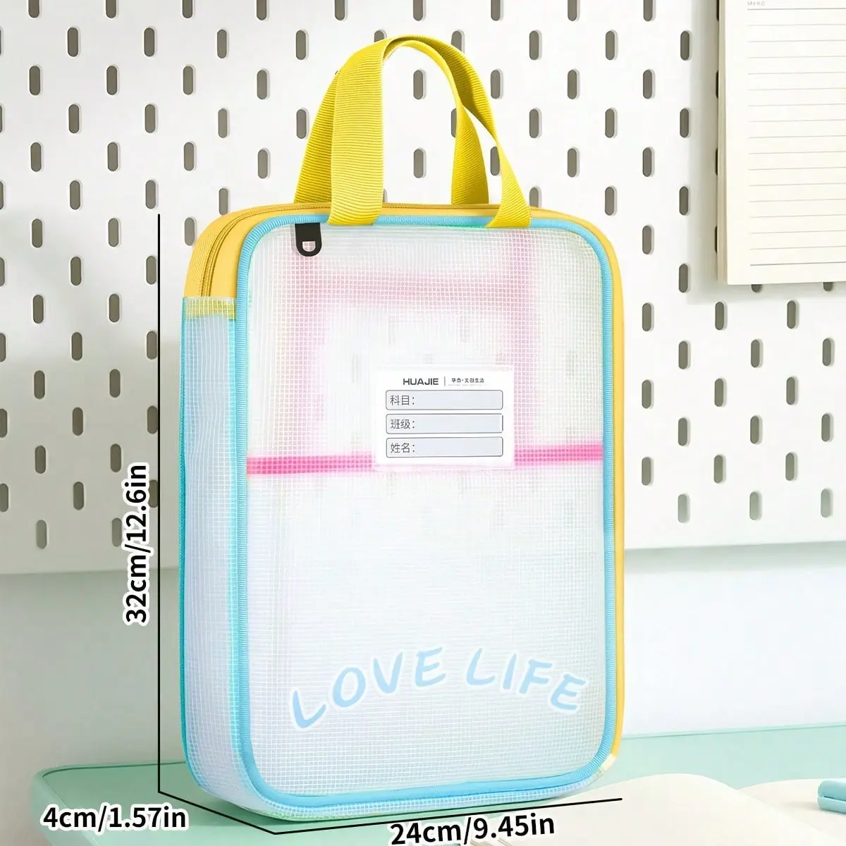 Test Paper Organizer Bag, Stationery Storage Bag, Multicolor Portable Tutor Bag, L-Type 3-Layer Large Opening Carry Bag
