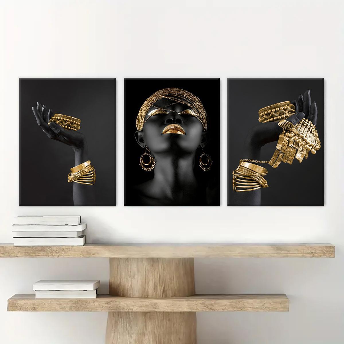 Wooden Framed Canvas Painting, 3 Counts/set Modern Art Wall Decoration, Artistic Fashion Figure Pattern Wall Art for Home Living Room Bedroom Office