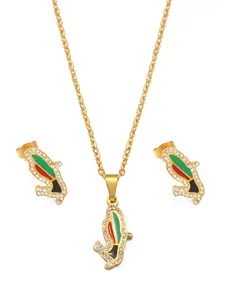 1set Martinique Map Neckalces Earrings Jewelry Sets Stainless Steel And Rhinestone