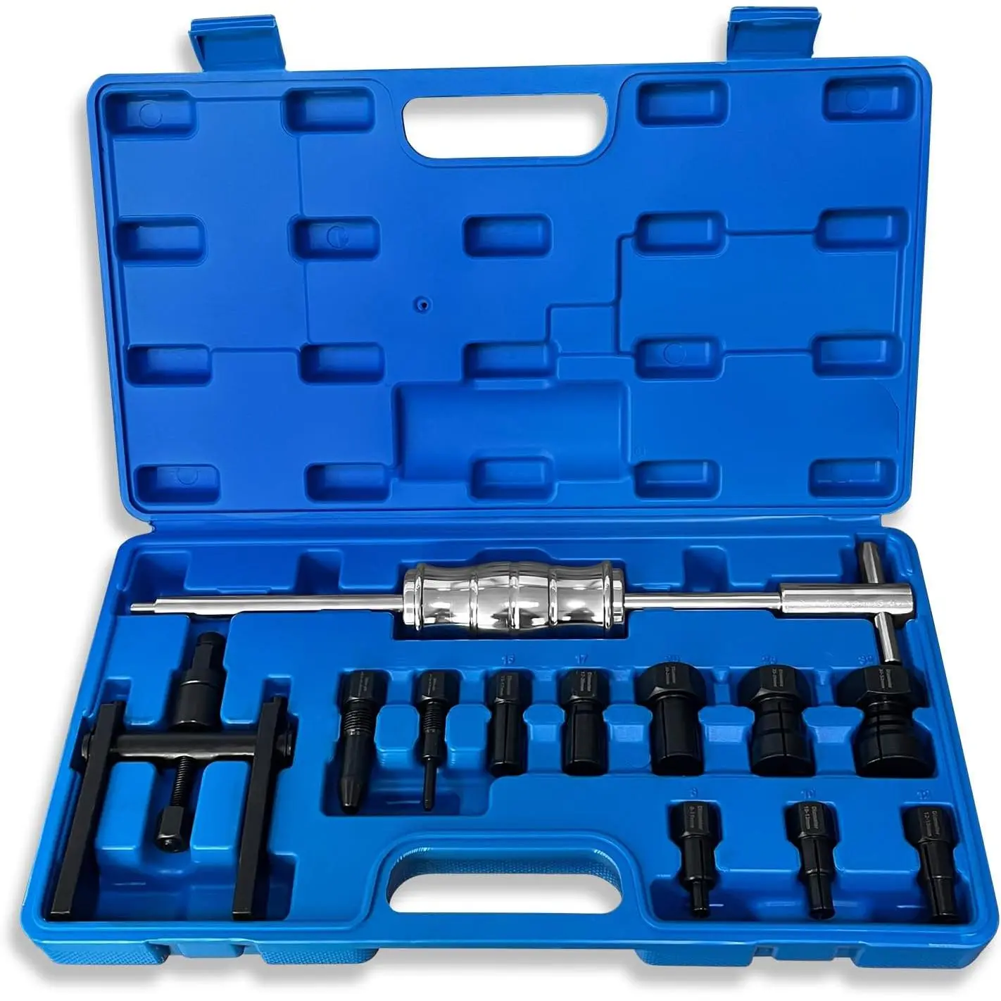 YATOINTO 12Pcs Blind Hole Bearing Puller Kit - Pilot Internal Bearing Removal Tool with 2 Collet Extensions, 2 Jaw Bearing Puller, Slide Hammer & 8-32mm Collets for Cars, Motorcycles, Bicycles, 8Mm To 32Mm