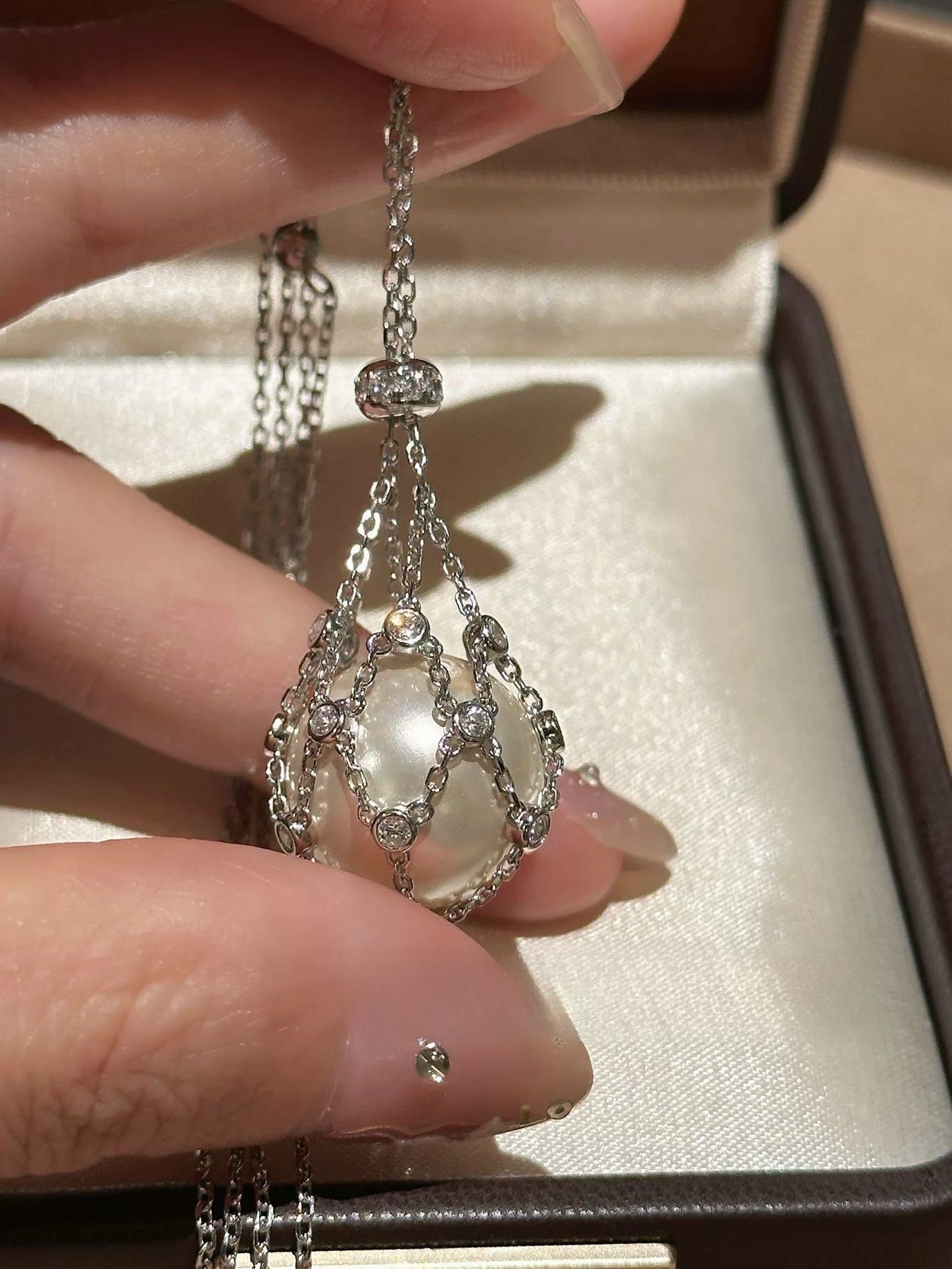 Best-selling net bag pearl necklace, crystal necklace, adjustable necklace