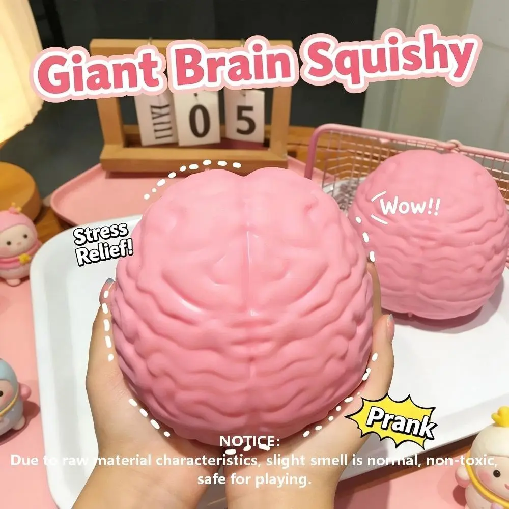 15cm Giant Brain Squishy Squeeze Fidget Toy, Stress Relief Sensory Toy for Adults & Kids, Anxiety Relief Fidget Toy for Autism & Adhd, Gag Gift