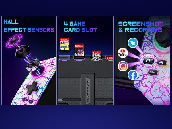 Switch Controller for Nintendo Switch/OLED,Pro Controller for Handheld Grip with Hall Effect Joystick,One-Piece Switch Joy Con with Turbo/Programmable/6-Axis/Vibration/RGB/4 Games Card Slot Switch Controller for Nintendo Switch/OLED,Pro Controller for Handheld Grip with Hall Effect Joystick,One-Piece Switch Joy Con with Turbo/Programmable/6-Axis/Vibration/RGB/4 Games Card Slot