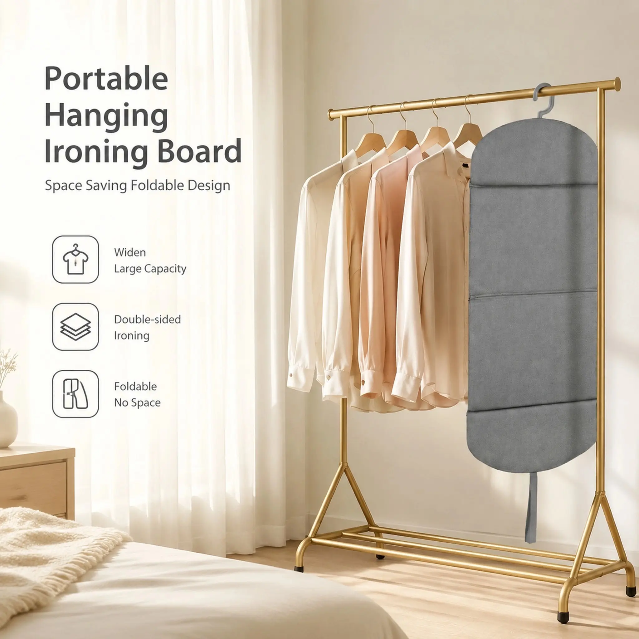 360° Rotatable Ironing Board, Foldable Portable Design, Space-Saving, Dual Side Ironing, High-Temperature Resistant, No Press Marks