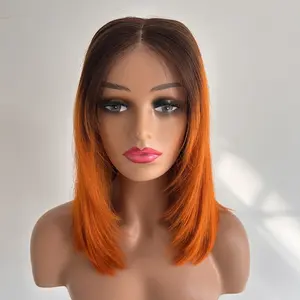 5X5 Glueless Layered Bob Wig Wear and Go 250% Density T4/350 Brown And Ginger Orange Colored HD Lace Front Wig 100% Vietnamese Human Hair Wigs For Women Super Double Drawn Bone Straight Lace Frontal Wig Pre Cut