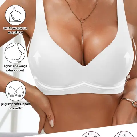1/2/3/5 PCS Jelly Bra Leopard Print, Casual Wireless Bra with Deep V Design, Medium Support, Lined, No Steel Ring, All Seasons Women's Underwear
