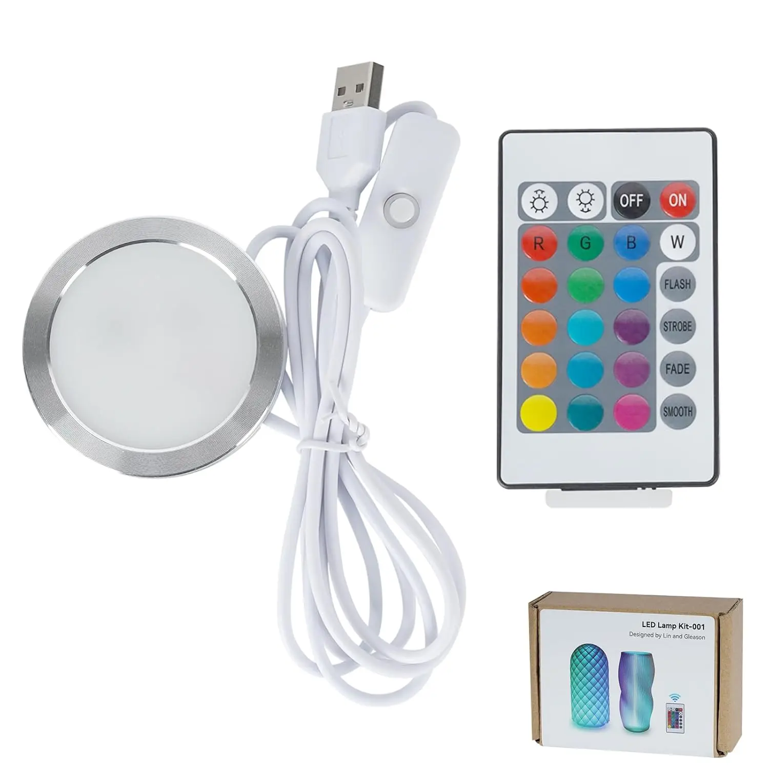 1 count Remote Control RGB LED Lamp Kit 001 for Bambu Lab H2C/X1/P2S/A1 Multicolor RGB Makerworld for  Makeronline  Printer Light DIY Hardware Model  USB