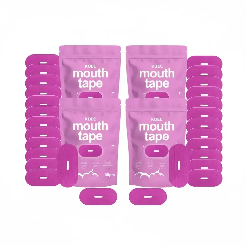 KOEC Sleep Mouth Tape Bundle, 2 Packs of 30pcs Breathable Pink Sleeping Patches for Men and Women