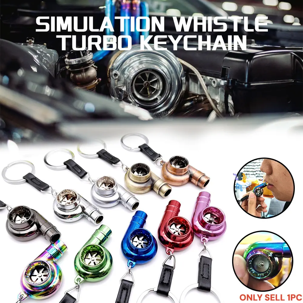 1 Piece JDM Creative Car Turbo Tuning Whistle Sound Keychain Sleeve Bearing Spinning Menal Alloy Auto Part Toy Turbine Key Chain Key Ring