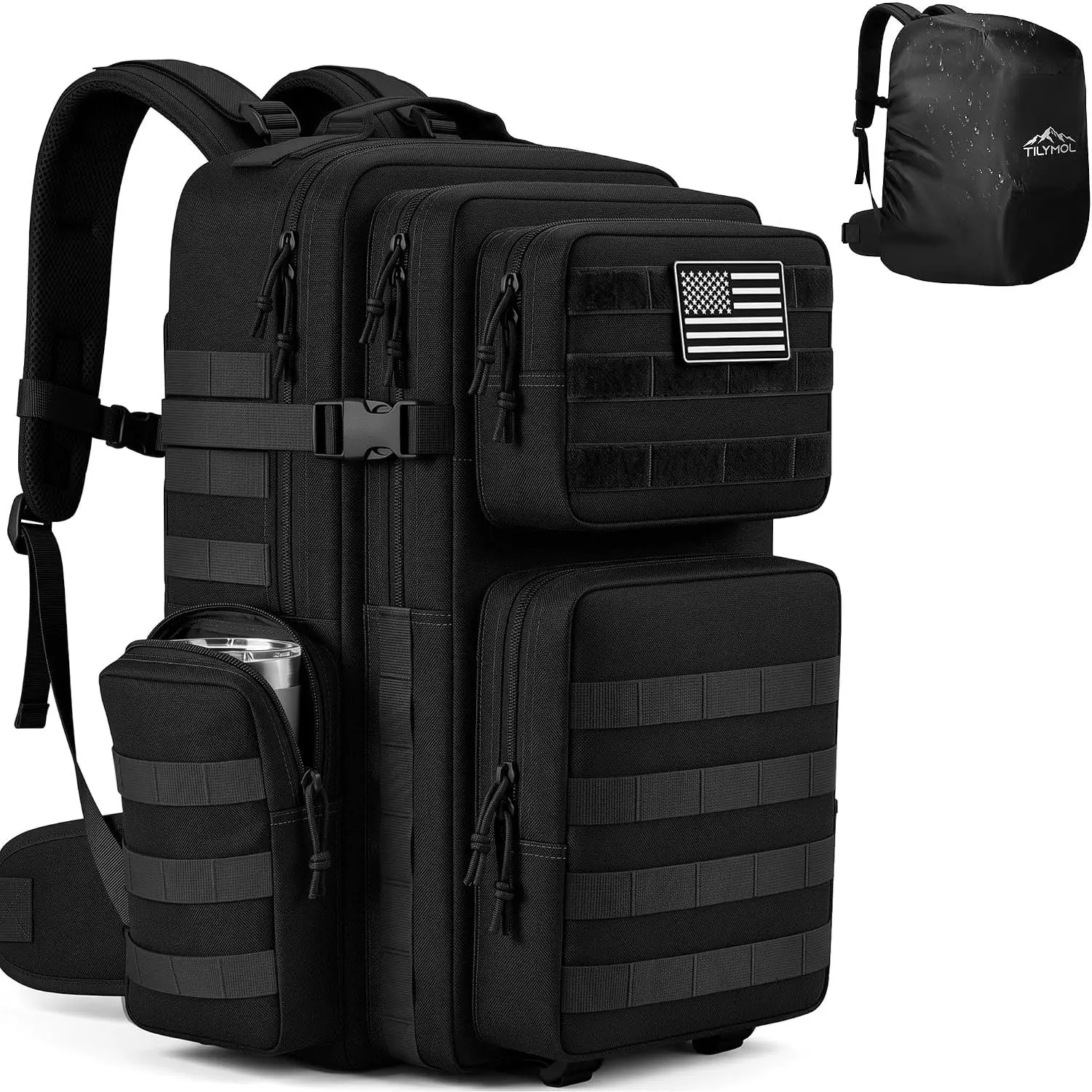 55L Military Tactical Backpack for Men & Women, Large Assault Pack,actical Backpack Waterproof Double-Stitched Heavy-Duty, Adjustable Straps, Bug-Out Ready Design, Accessory Attachment Points