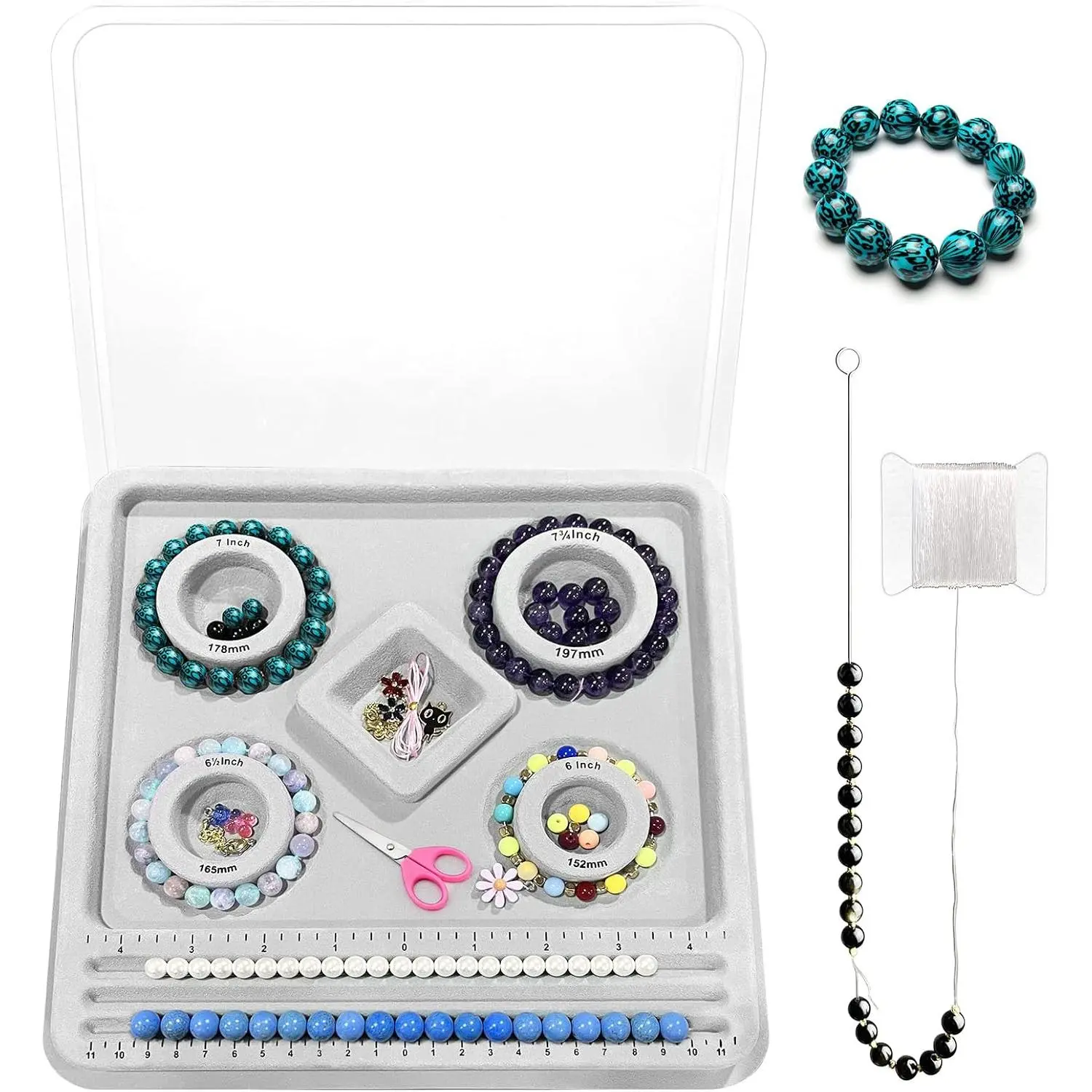 The Design Bracelet Bead Board with Clear Cover for  Bracelet Making Supplies