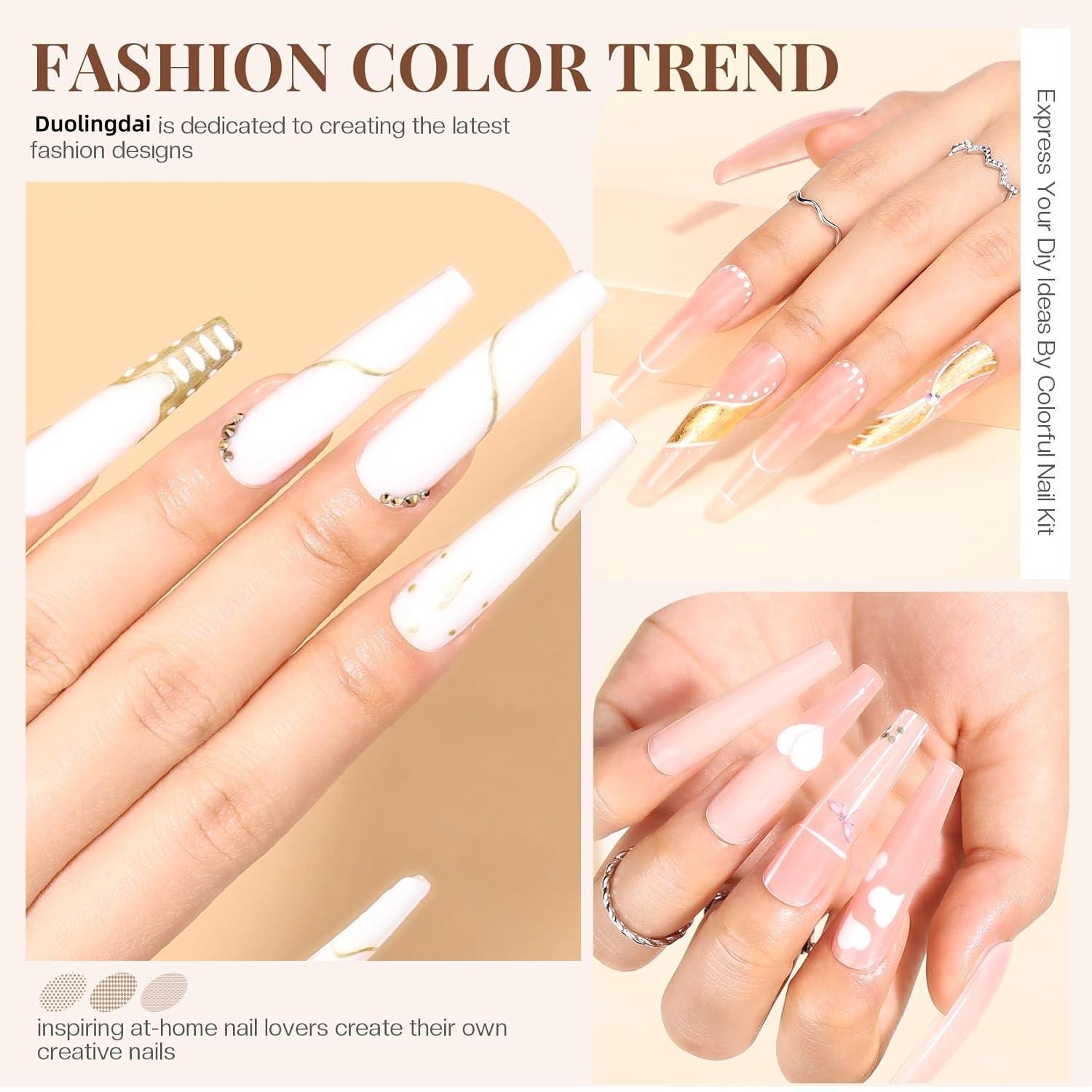 Poly Extension Gel Nail Kit with Lamp, 8 Colors Poly Extension Gel Nail Kit with Base Top Coat, Manicure Salon French Nail Art DIY Kit for Home and Salon, Christmas Gift, Polygel Nail Kit, Poly Gel Nail Kit Complete