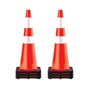 VEVOR 6Pack 36 Traffic Cones, Safety Road Parking Cone with Black Weighted Base, PVC Orange Traffic Safety Cones, Hazard Cones Reflective Collars for Construction Traffic Parking