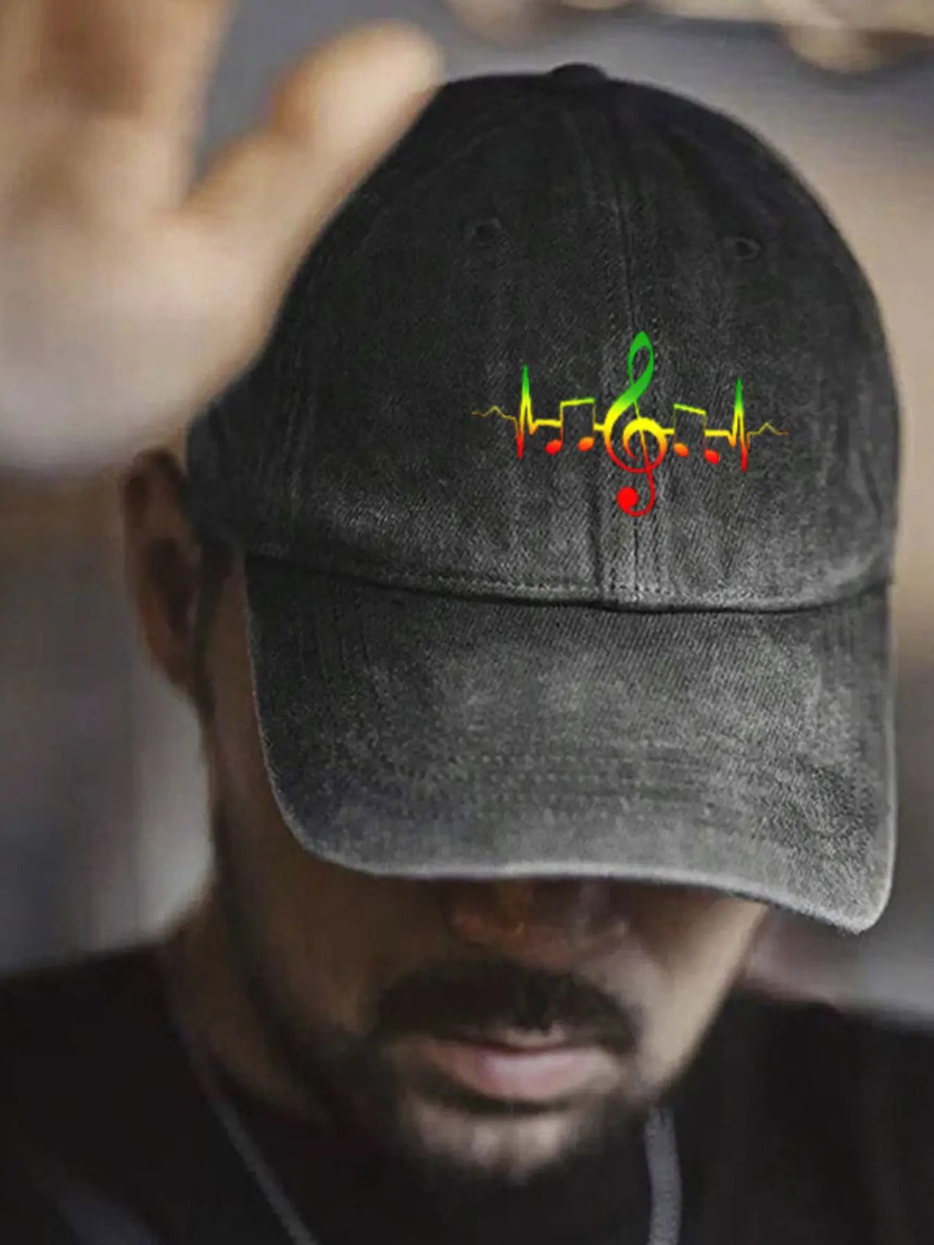 Jamaican Reggae Music Note Pattern Baseball Hat, Adjustable Street Fashion Cap, Loose-Fit Outdoor Sports Hat, Perfect for Daily Wear and Gifts