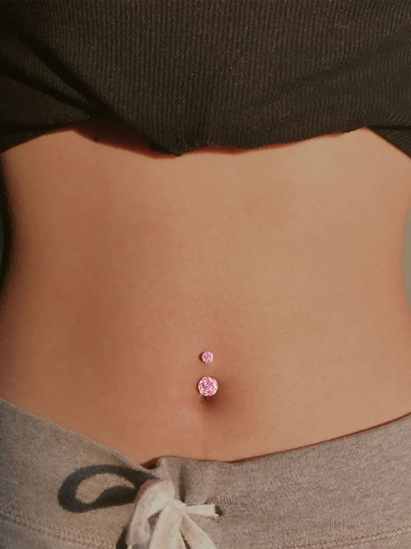 10pcs/set Elegant Rhinestone Heart Decor Belly Button Ring, Trendy Women Belly Piercing Body Jewelry, Classic Fashion Accessories for Daily Wear, Valentine's Day Gift, Body Piercings Set