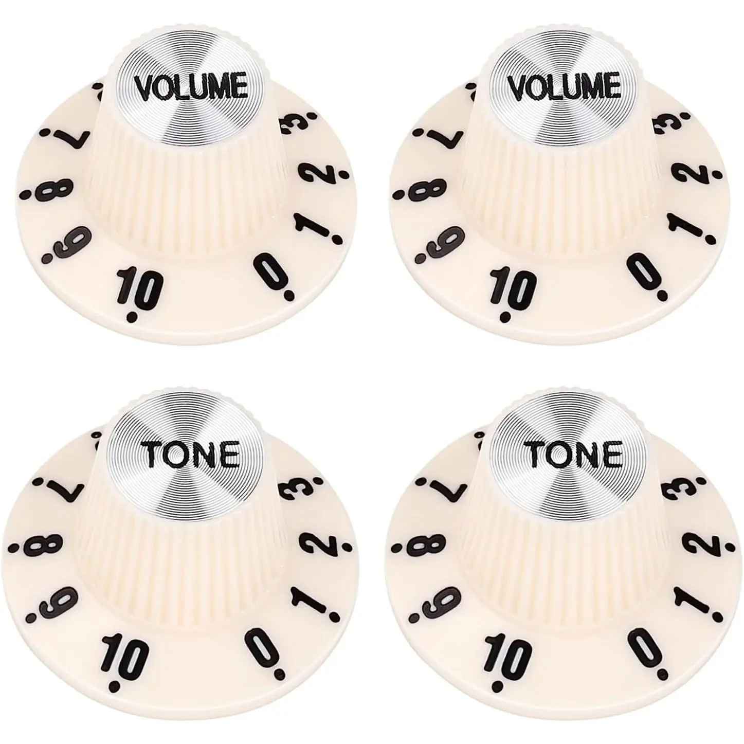 Guitar Control Knobs Metric 18-Spline 2 Tone 2 Volume Knobs Speed Knobs  Top  Hat Knobs 6mm (15/64") for Epiphone Les Paul SG Style Electric Guitars 4 count JT/XN-14 Light Cream