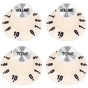 Guitar Control Knobs Metric 18-Spline 2 Tone 2 Volume Knobs Speed Knobs  Top  Hat Knobs 6mm (15/64") for Epiphone Les Paul SG Style Electric Guitars 4 count JT/XN-14 Light Cream