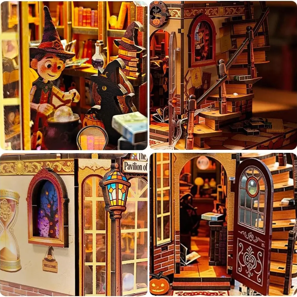 DIY Mini House Kit, Miniature Set, Adult Dollhouse, Time Magic Handmade Model, Creative Gift Set, Best Present for Family and Friends, Bookstore DIY Craft Kit