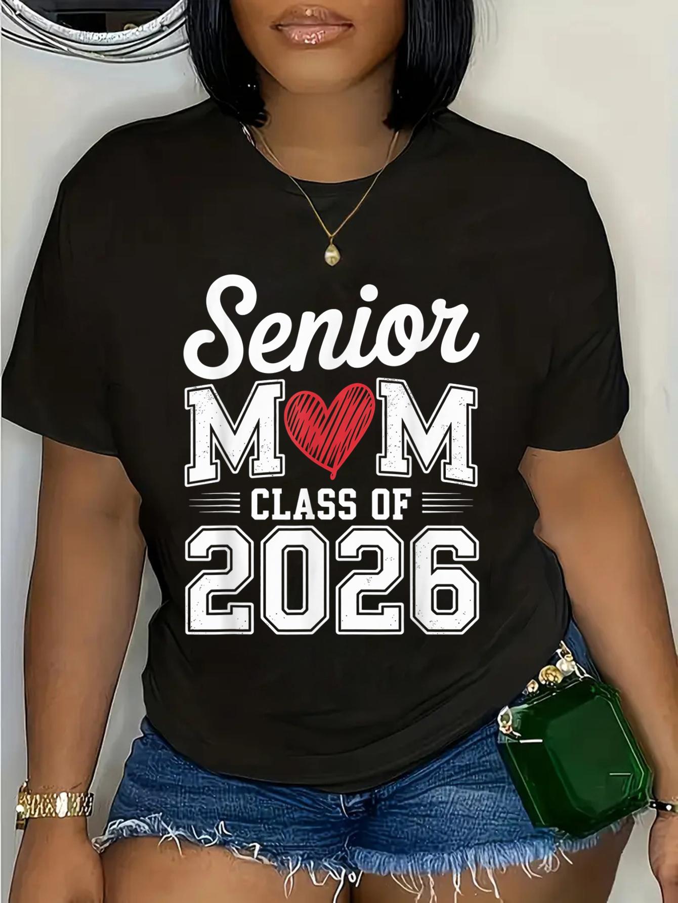 Cotton Senior Mom Class of 2026 Proud Parent Graduation Tee T-Shirt Cotton Senior Mom Class of 2026 Proud Parent Graduation Tee T-Shirt