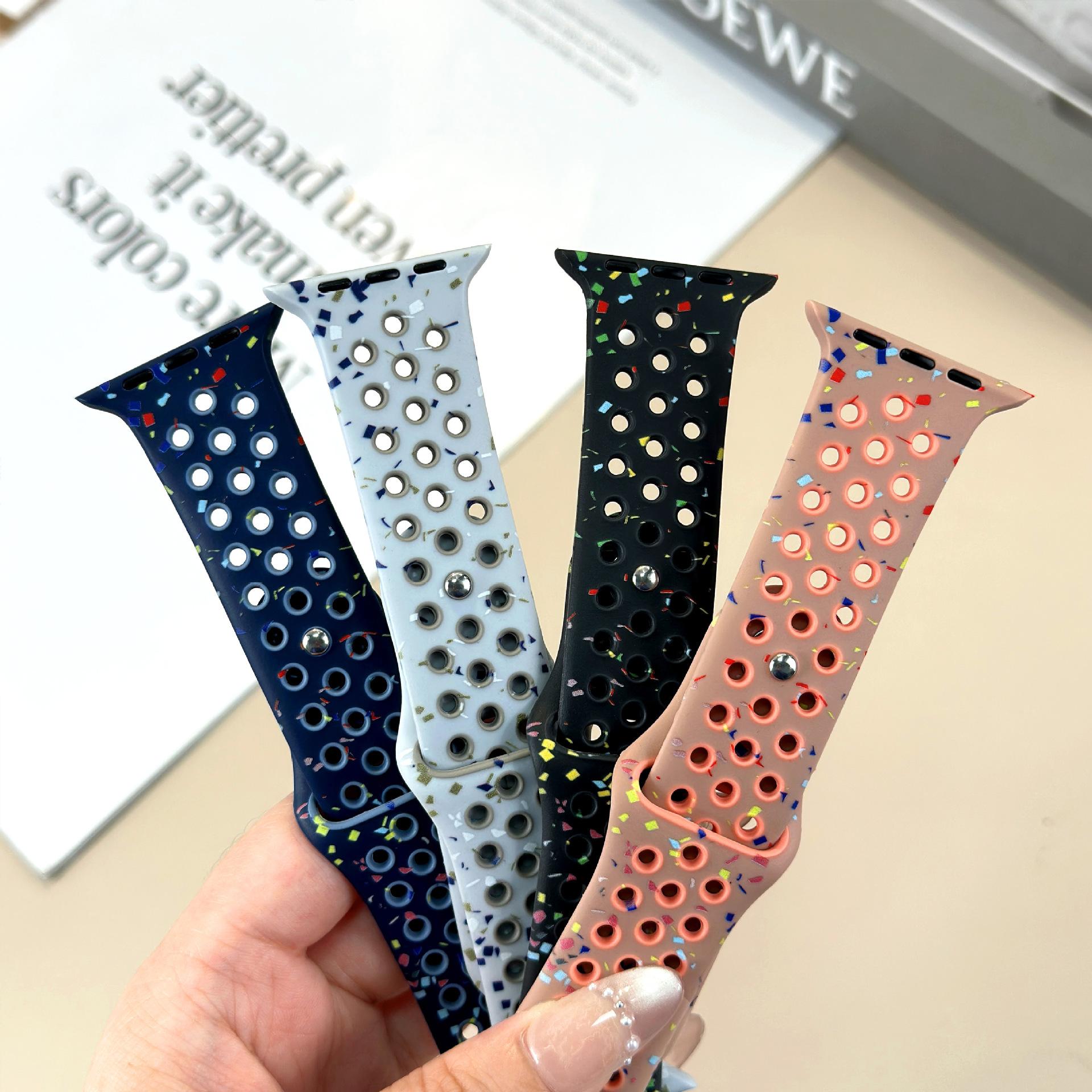 Colorful Dual-Color Silicone Watch Band, Dot Pattern Soft Waterproof Sport Replacement Strap for Smart Watch, Skin-Friendly Breathable Silicone Wristband for Men Women