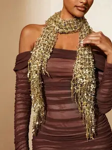 Bohemian Sequin Tassel Scarf, Wear as Headscarf/shawl, Sparkly Accessory for Summer Beach/festival/commute, Versatile Fashion Item