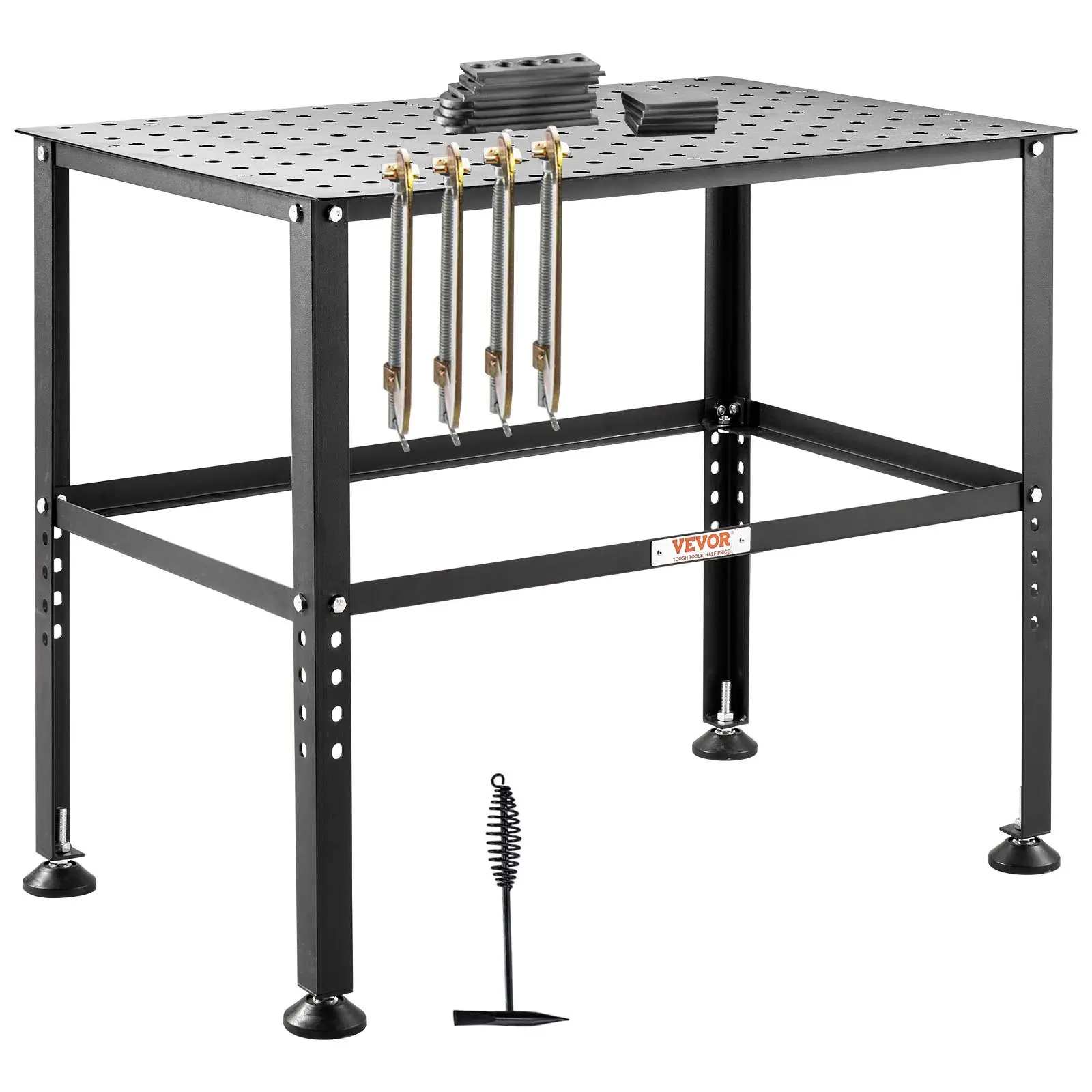 VEVOR 36x24 in Heavy-Duty Welding Workbench, 800LBS Capacity Table with 0.63 in Fixture Holes, Non-Slip Foot Pads for Welding, Assembly Tasks