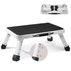 VEVOR Step Stool 1-Step 330lbs Capacity, Folding Steel Step Ladder 3 Adjustable Height, Portable Toddler Step Stools for Adults, Non-Slip Sturdy Step Ladders for Office, RVs, Pets, Bathrooms, Bedrooms