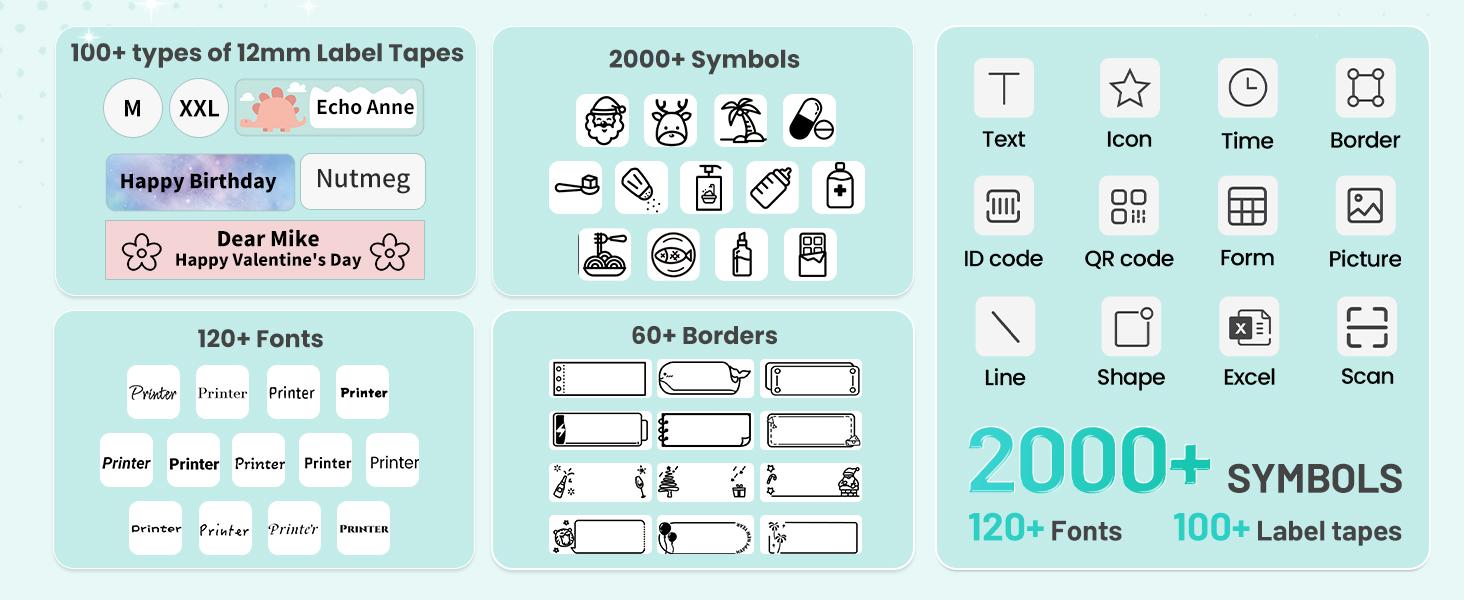 D30 Portable Bluetooth Label Maker Machine with Tape, Small Mini Label Printer, Multiple Templates Fonts Icon Labeler for Home, School, Office