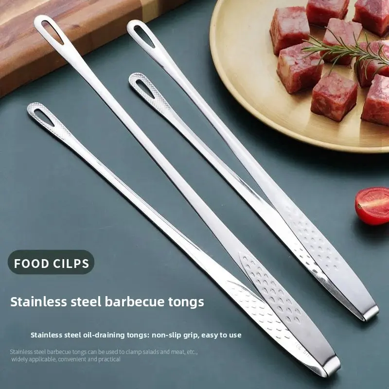 Extra Long Stainless Steel BBQ Tongs, Heavy-Duty Kitchen & Grilling Tongs for Korean BBQ, Cooking, Serving & Bread