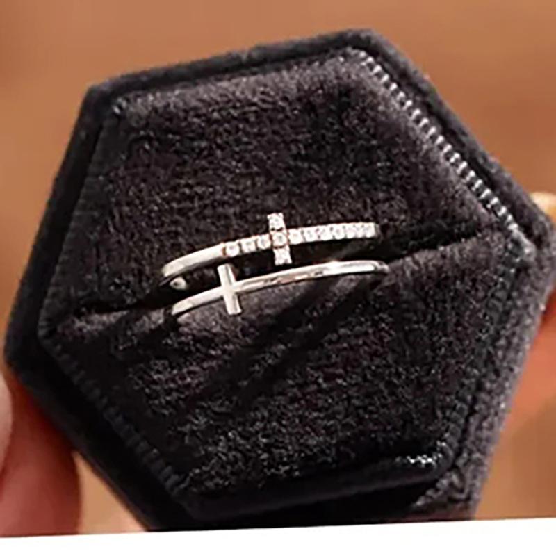 Double Layer Cross Ring for Women | Minimalist Ins Style CZ Statement Jewelry Double Layer Cross Ring for Women | Minimalist Ins Style CZ Statement Jewelry
