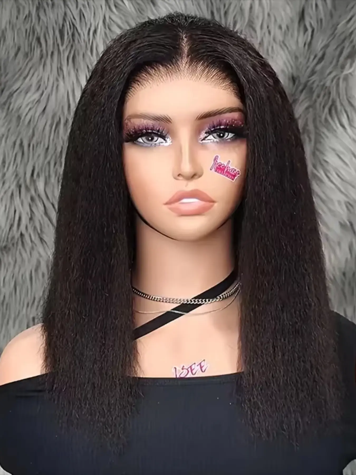 Trendy Natural Ultra-Soft 26-Inch 180% Density Curly Lace Front Wig, Pre-Pulled Synthetic Hair for Daily Use