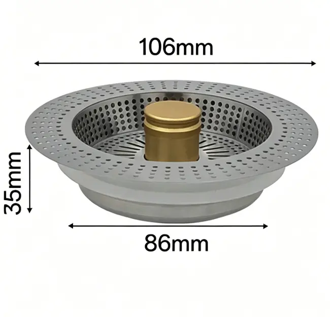 Universal Pop-up Core for Stainless Steel Kitchen Sink Strainer, Drain Stopper for Vegetable Washing Basin & Dishwashing Sink