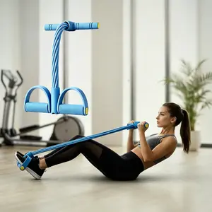 6-Tube Reinforced Pedal Resistance Band, Latex Elastic Foot Pull Rope with Non-slip Pedals, Portable Durable Fitness Equipment for Full-Body Workout, Yoga, Pilates, Abdominal & Leg Training at Home Gym, Unisex for Men & Women