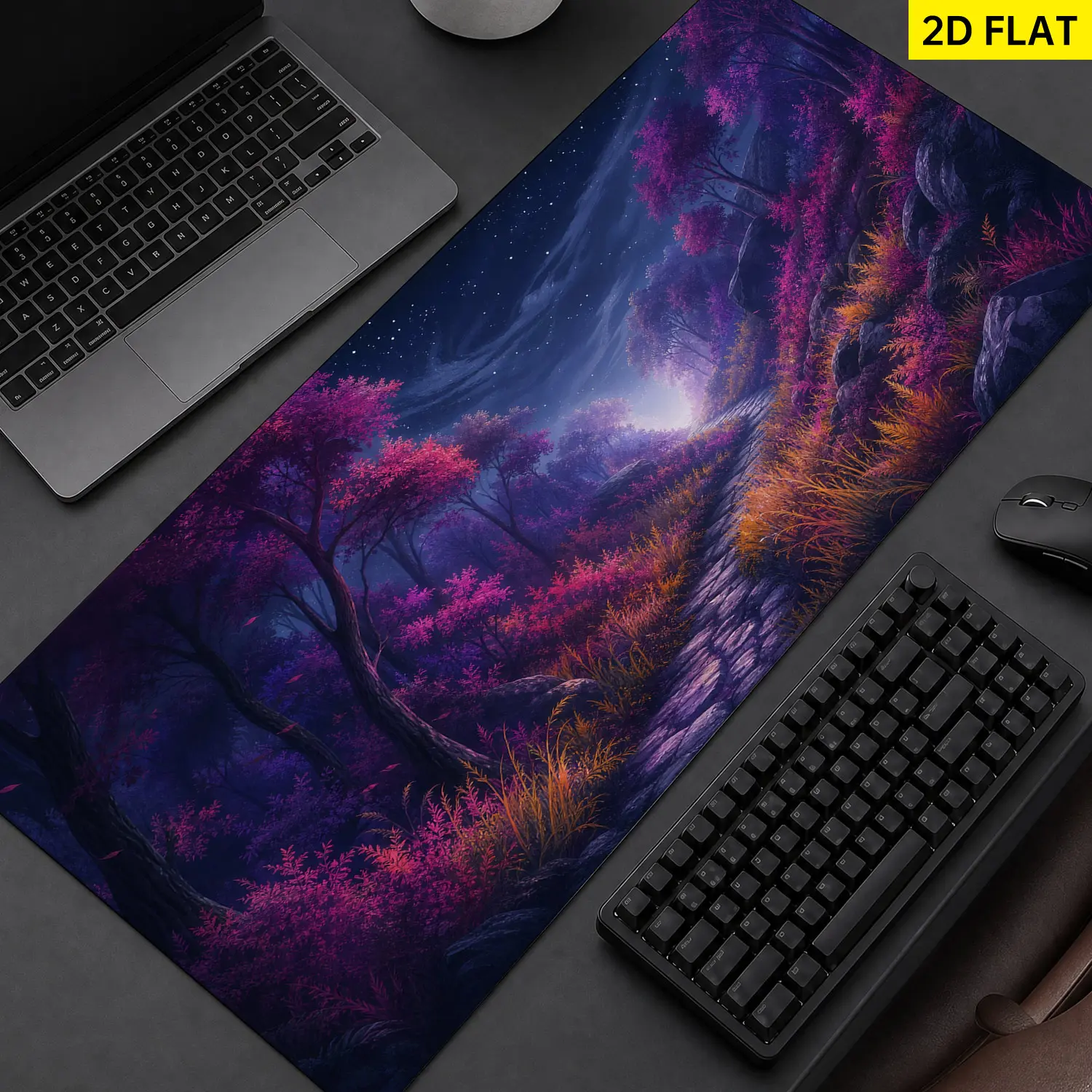 Extra Large fantasy purple forest landscape Mouse Pad,Non Slip Rubber Pad,Desktop Decoration Drotection Pad,Washable,Lock Edge Multi Size,Premium Multipurpose Mousepad For Home,Office,Gift for Family and Friends