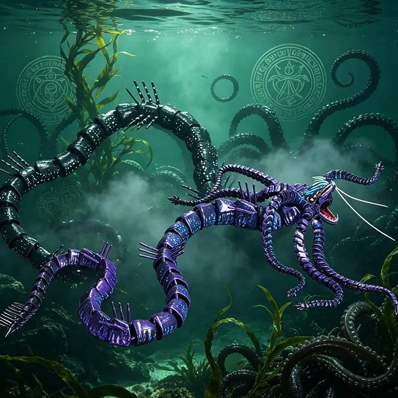3d Printed Articulated Leviathan Dragon Figure Poseable Sea Monster Tentacle Toy Desktop Collectible Model Statue Home Ornaments