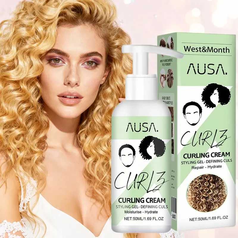 Curl Defining Cream for All Curly Hair Types 2A-4C, Moisturizing Anti-Frizz Styler with Keratin & Elastin for Soft Hold, Volume & Shine, Alcohol Free, 50ml, Hexanediol, Bouncy Definition, Hydrate