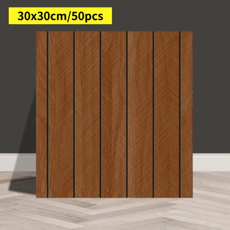 50 Sheets Large Pack Economical, 3D Wood Grain Wallpaper 30x30cm Self-Adhesive Thick, Easy Peel and Stick, Renovate Entire Wall in One Box