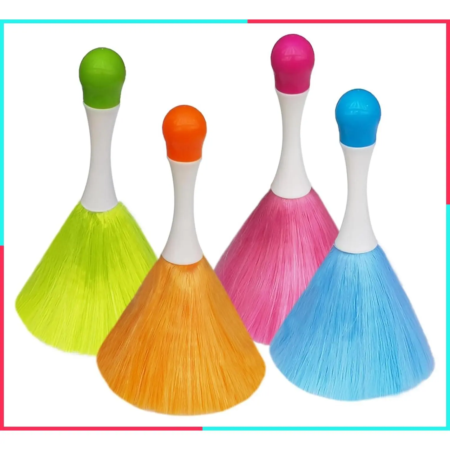 4 Pack 8-Inch Microfiber Washable Hand Grips Duster, Electrostatic Feather Duster for Light Daily Dusting, Cleaning Supplies for Books, Screens, Sofas, Cars, Furniture, Photo Frames