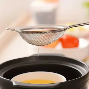 Stainless Steel Fine Mesh Filter Set, Comfortable Handle, Durable Rust-Resistant, Essential for Kitchen Baking, Easy Sauce and Flour Filtering