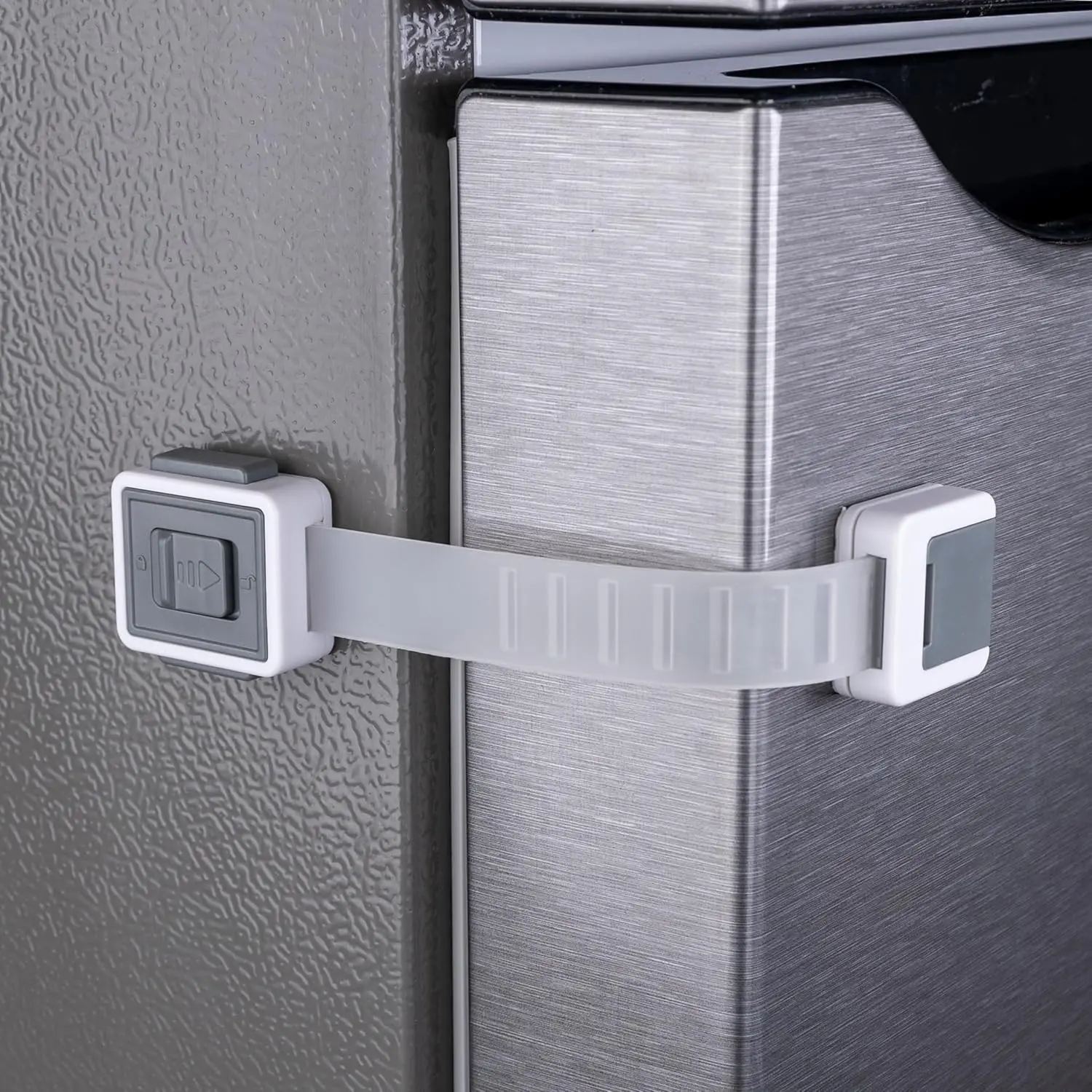 2-Pack Child Fridge Lock with - Baby Proofing Straps - Refrigerator Lock for Kids - Freezer Latch to Keep Door Closed - for Toddlers, Cats, & Dogs - Compatibility
