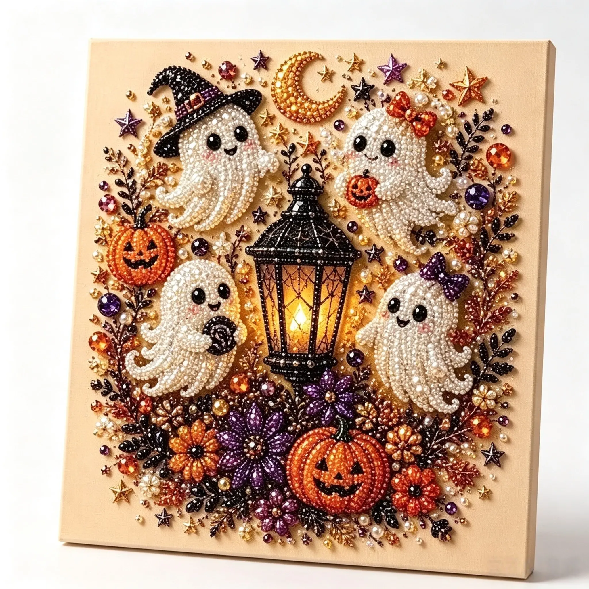 Ghost Pearl Theme DIY Craft Kit, Cute Handmade Beading Art Set, Creative Gift for Halloween, Birthday & Home Decor, Fun Crafting Project