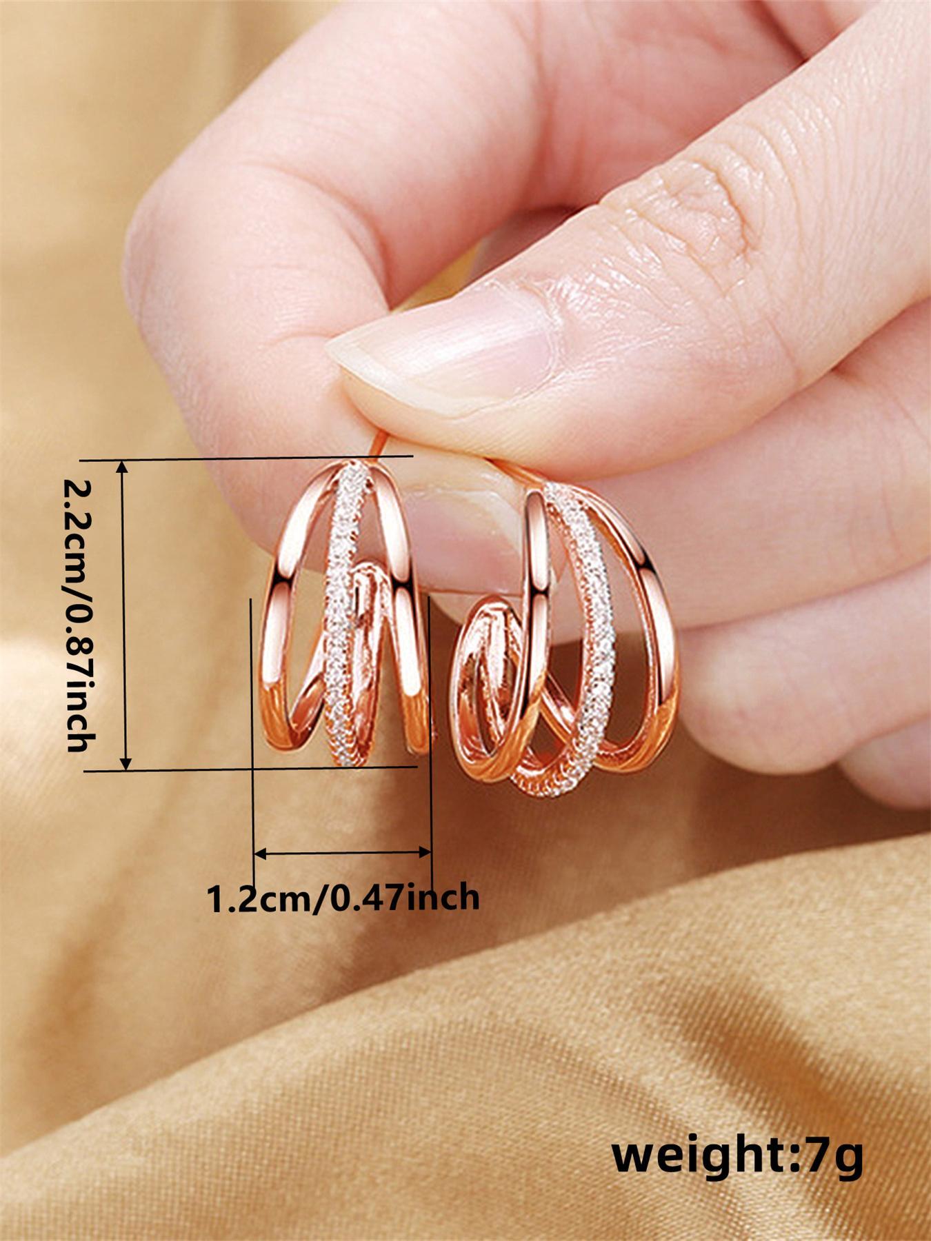 Women's Elegant Layered Rhinestone Decorated Hoop Shape Earrings (1 Pair), Fashionable Hoop Earrings, Exquisite Trendy Hoop Earrings, High Quality Earrings, Gorgeous Jewelry As Birthday Gift for Girlfriend