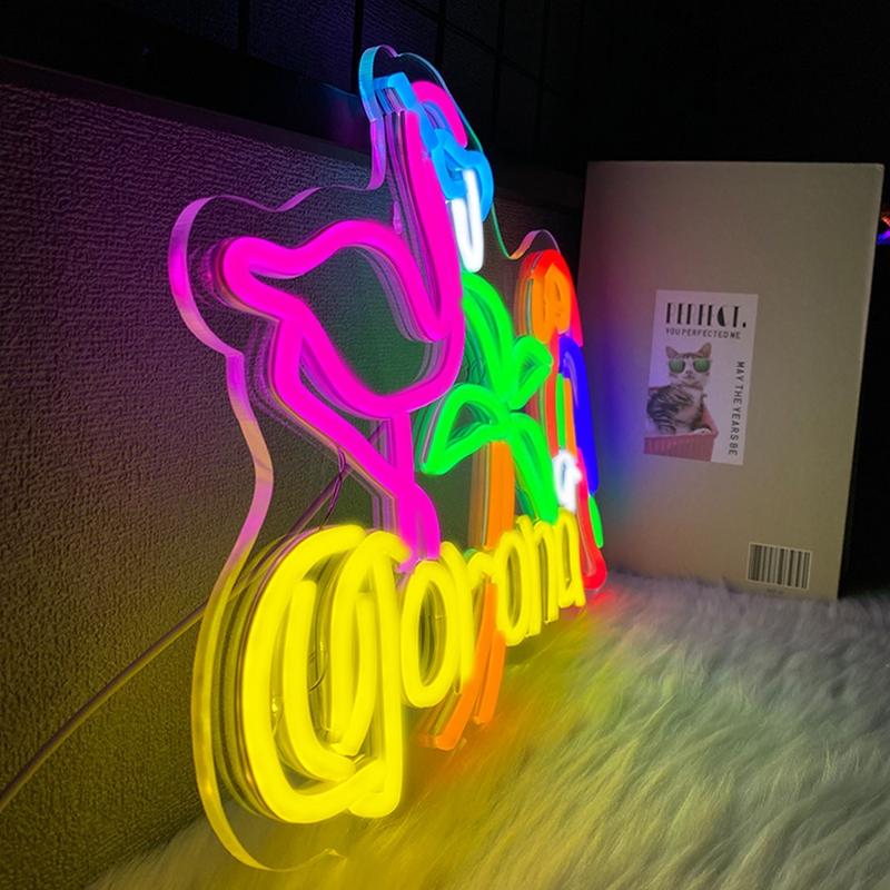 Flamingo and Parrot Coronet Neon Sign for Wall Decor Beer Bar LED Man Cave Neon Light USB Powered Neon Art Signs Decor Gifts